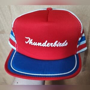 Vintage 3‎ Stripe Thunderbirds Mesh Trucker Snapback Hat Cap Top Gun Maverick
